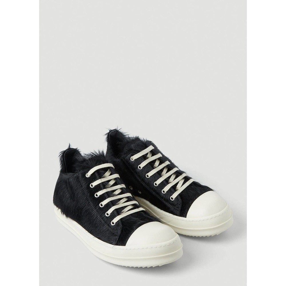 RICK OWENS Calf Hair pony Low Ramones in Black/Milk size EU 43.5 / US 10.5